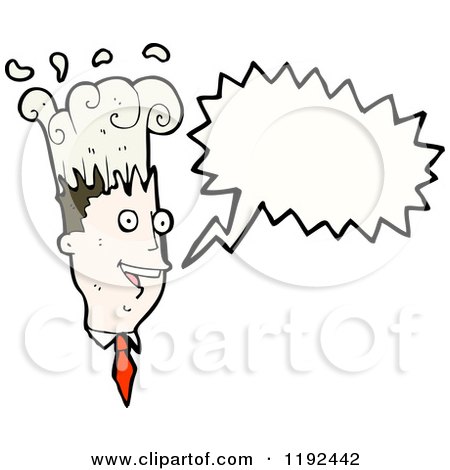 Cartoon of a Man's Head with Waves Speaking - Royalty Free Vector Illustration by lineartestpilot