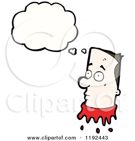 Cartoon of a Man's Bloody Head Thinking - Royalty Free Vector Illustration by lineartestpilot