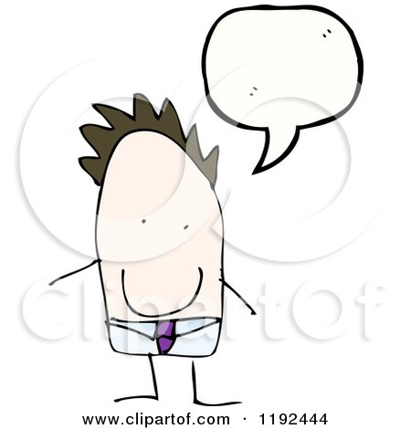 Cartoon of a Stick Businessman Speaking - Royalty Free Vector Illustration by lineartestpilot