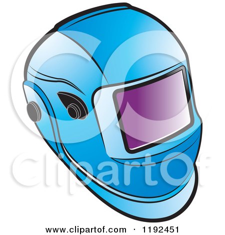 Clipart of a Blue Welding Helmet - Royalty Free Vector Illustration by Lal Perera