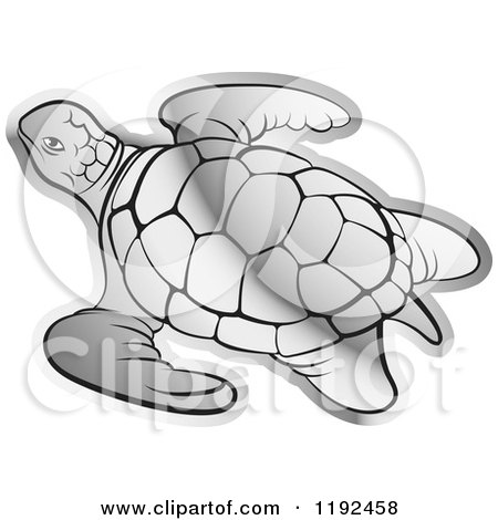 Clipart of a Silver Sea Turtle - Royalty Free Vector Illustration by Lal Perera