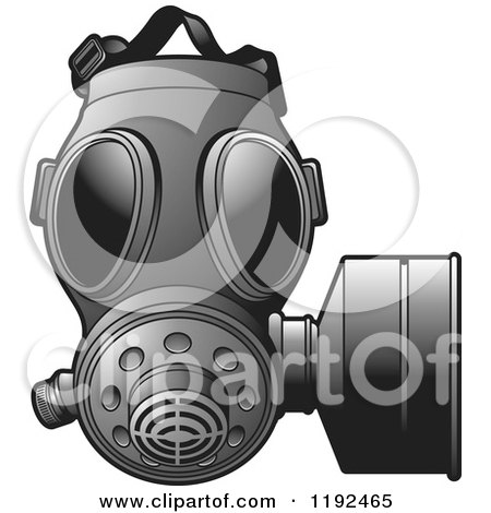Clipart of a Grayscale Gas Mas - Royalty Free Vector Illustration by Lal Perera