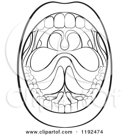 Clipart of a Black and White Wide Open Mouth - Royalty Free Vector Illustration by Lal Perera