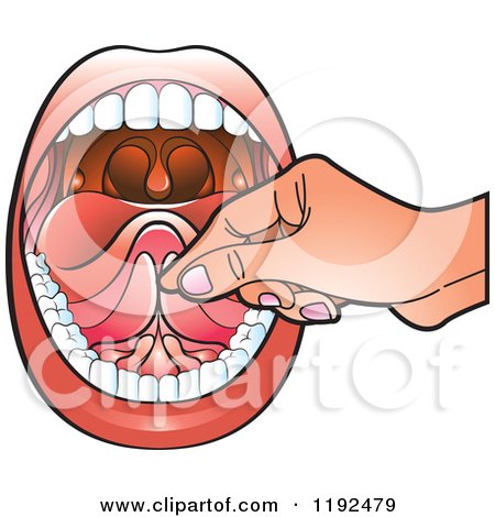 Clipart of a Hand over an Open Mouth - Royalty Free Vector Illustration by Lal Perera
