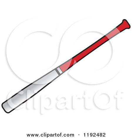 Clipart of a Red and Silver Baseball Bat - Royalty Free Vector Illustration by Lal Perera