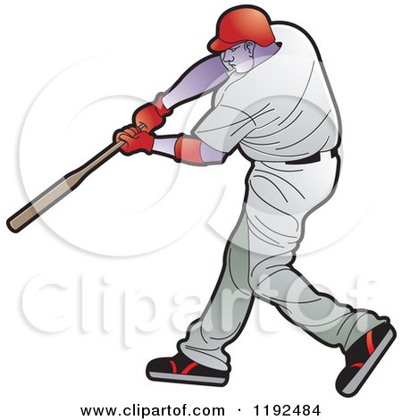Clipart of a Swinging Baseball Player - Royalty Free Vector Illustration by Lal Perera