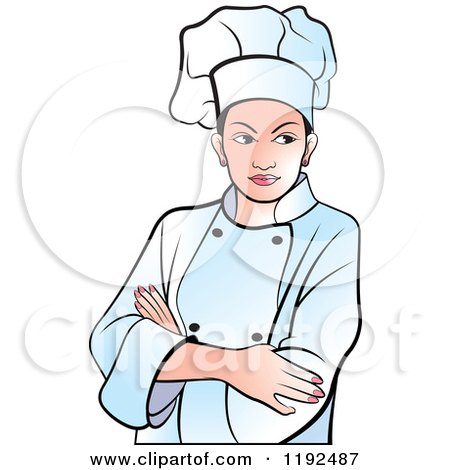 Clipart of a Female Chef with Folded Arms - Royalty Free Vector Illustration by Lal Perera