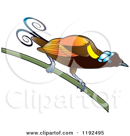 Clipart of an Exotic Bird on a Stem - Royalty Free Vector Illustration by Lal Perera