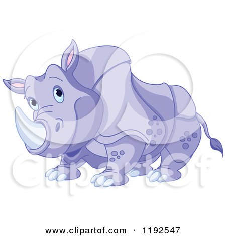 Cartoon of a Happy Cute Purple Rhino - Royalty Free Vector Clipart by Pushkin