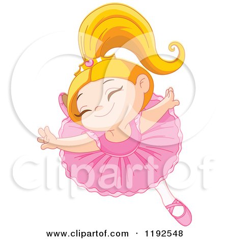 Cartoon of a Happy Ballerina Princess Girl Dancing - Royalty Free Vector Clipart by Pushkin