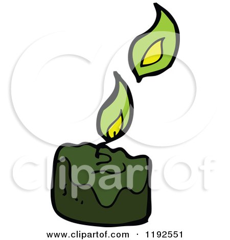 Cartoon of a Green Candle and Flame - Royalty Free Vector Illustration by lineartestpilot