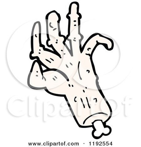 Cartoon of a Bony Severed Hand - Royalty Free Vector Illustration by lineartestpilot