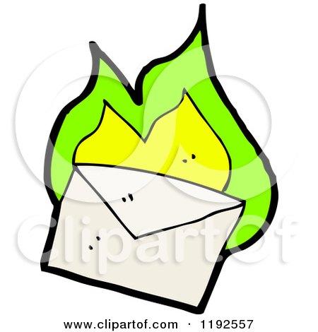 Cartoon of a Flaming Envelope - Royalty Free Vector Illustration by lineartestpilot
