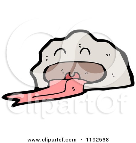 Cartoon of a Rock with a Face and Long Tongue - Royalty Free Vector Illustration by lineartestpilot