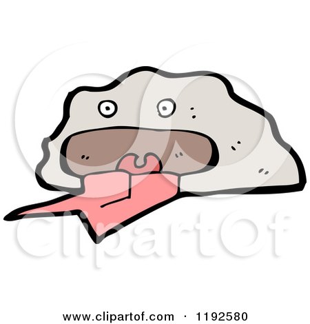 Cartoon of a Rock with a Long Tongue - Royalty Free Vector Illustration by lineartestpilot