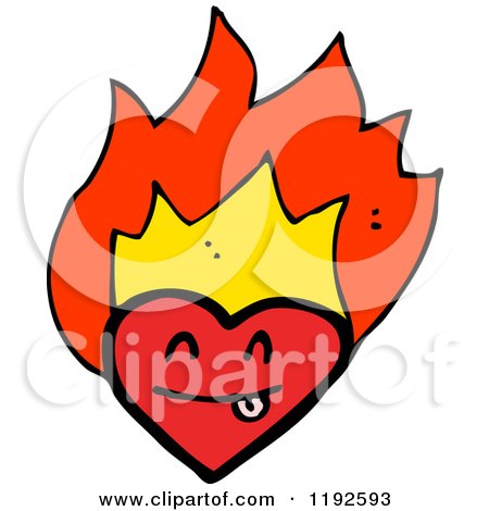 Cartoon of a Flaming Heart - Royalty Free Vector Illustration by lineartestpilot