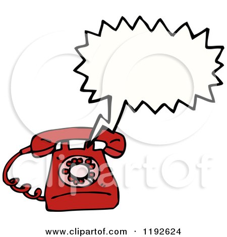Cartoon of a Landline Telephone Speaking - Royalty Free Vector Illustration by lineartestpilot