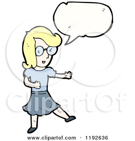 Cartoon of a Girl in Glasses Speaking - Royalty Free Vector Illustration by lineartestpilot