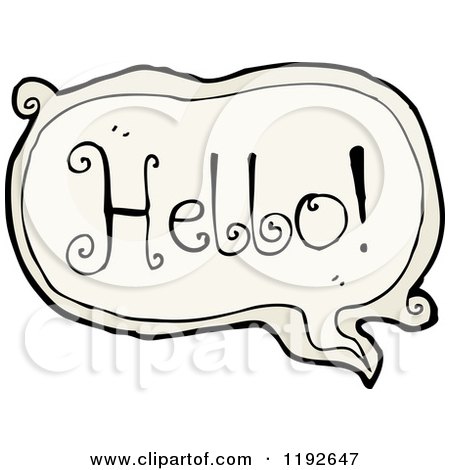 Cartoon of a Speaking Bubble of the Word Hello - Royalty Free Vector Illustration by lineartestpilot