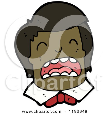 Cartoon of a Crying African American Boy's Head - Royalty Free Vector Illustration by lineartestpilot