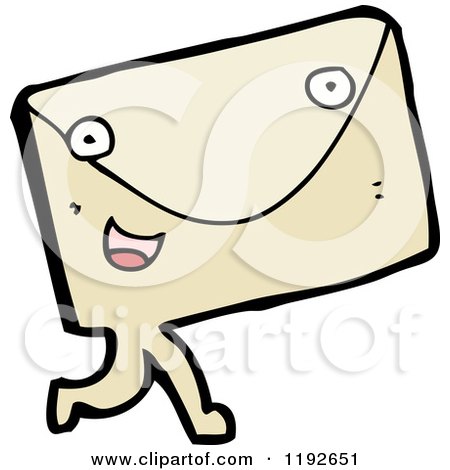 Cartoon of an Envelope with a Face - Royalty Free Vector Illustration by lineartestpilot