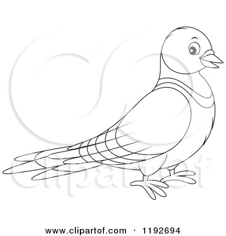 Cartoon of a Cute Outlined Happy Pigeon - Royalty Free Vector Clipart by Alex Bannykh