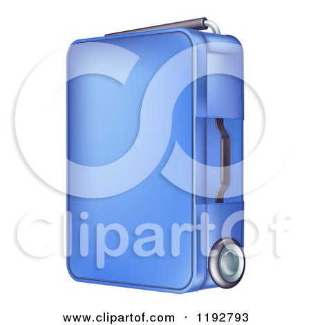 Cartoon of a Rolling Blue Suitcase - Royalty Free Vector Clipart by AtStockIllustration