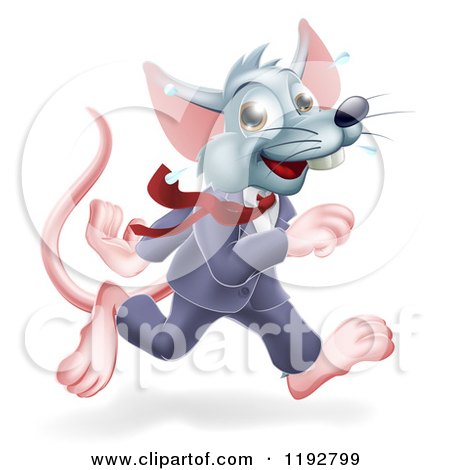 Cartoon of a Sweaty Rat in a Business Suit, Running a Race - Royalty Free Vector Clipart by AtStockIllustration
