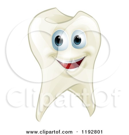 Cartoon of a Smiling Happy Tooth Mascot - Royalty Free Vector Clipart by AtStockIllustration