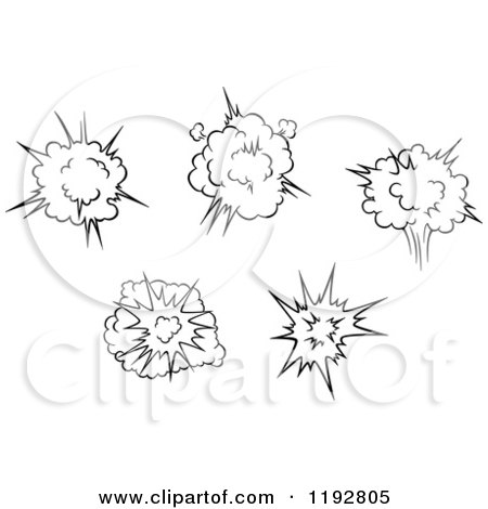 Clipart of Black and White Comic Bursts Explosions and Poofs - Royalty Free Vector Illustration by Vector Tradition SM