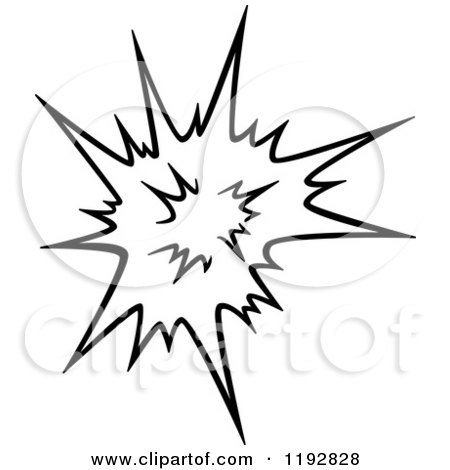 Clipart of a Black and White Comic Burst Explosion or Poof 4 - Royalty
