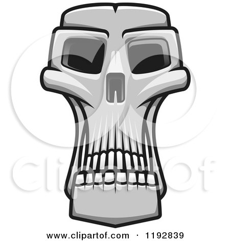 Clipart of a Grayscale Monster Skull - Royalty Free Vector Illustration by Vector Tradition SM