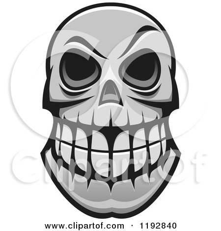 Clipart of a Grayscale Monster Skull 2 - Royalty Free Vector Illustration by Vector Tradition SM
