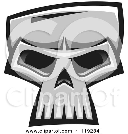 Clipart of a Grayscale Monster Skull 3 - Royalty Free Vector Illustration by Vector Tradition SM