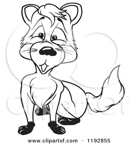 Cartoon of a Black and White Nervous Fox - Royalty Free Vector Clipart by dero