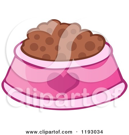 Cartoon of a Pink Heart Pet Food Bowl Dish - Royalty Free Vector Clipart by visekart