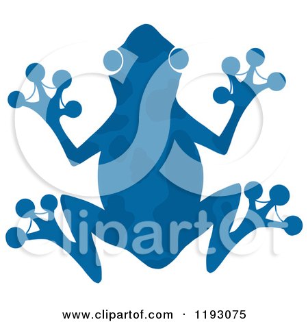 Cartoon of a Blue Silhouetted Frog with Markings - Royalty Free Vector Clipart by Hit Toon