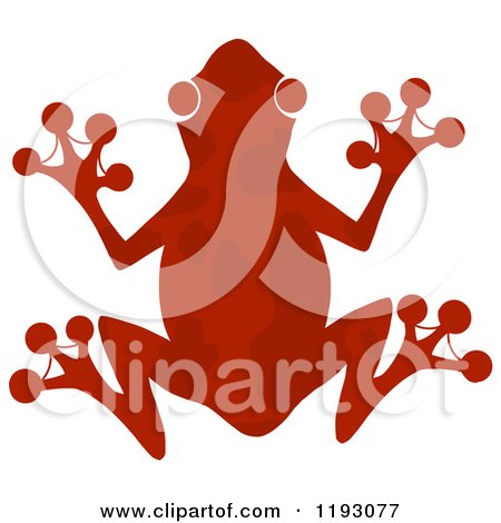 Cartoon of a Red Silhouetted Frog with Markings - Royalty Free Vector Clipart by Hit Toon