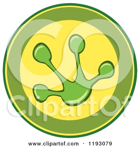 Cartoon of a Green and Yellow Circle Frog Foot Print - Royalty Free Vector Clipart by Hit Toon