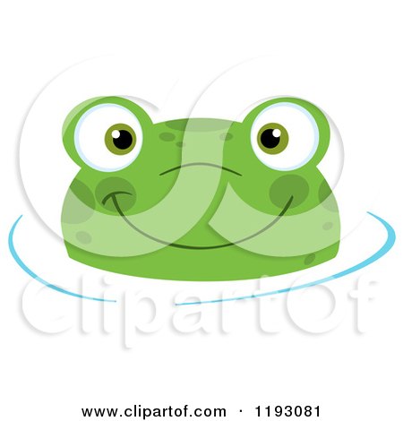 Cartoon of a Happy Frog Wading in Water - Royalty Free Vector Clipart by Hit Toon