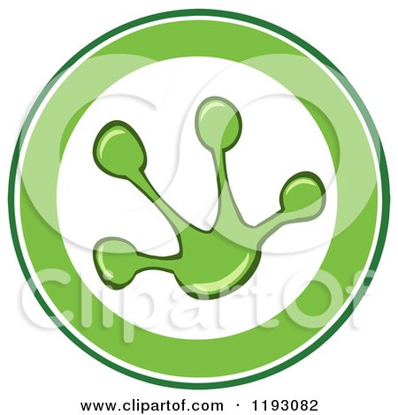Cartoon of a Green and White Circle Frog Foot Print - Royalty Free Vector Clipart by Hit Toon