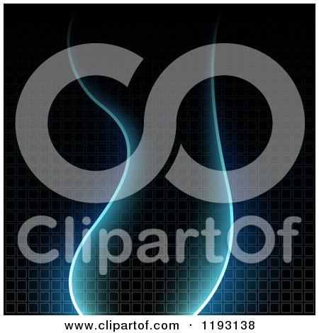 Clipart of a Background of Glowing Blue Light and Tiles on Black - Royalty Free Vector Illustration by dero