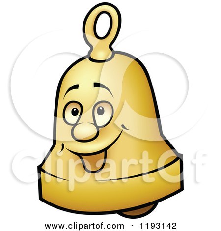 Cartoon of a Happy Golden Bell - Royalty Free Vector Clipart by dero