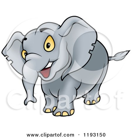 Cartoon of a Happy Gray Elephant - Royalty Free Vector Clipart by dero