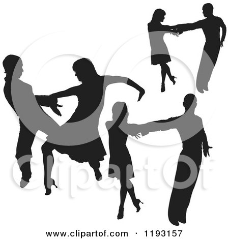 Clipart of Black Silhouetted Latin Dancers - Royalty Free Vector Illustration by dero