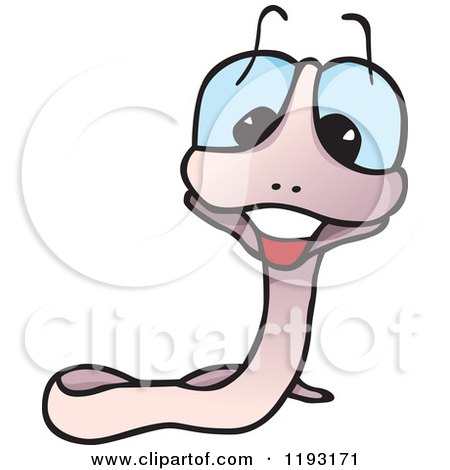 Cartoon of a Happy Worm with Blue Eyes - Royalty Free Vector Clipart by dero