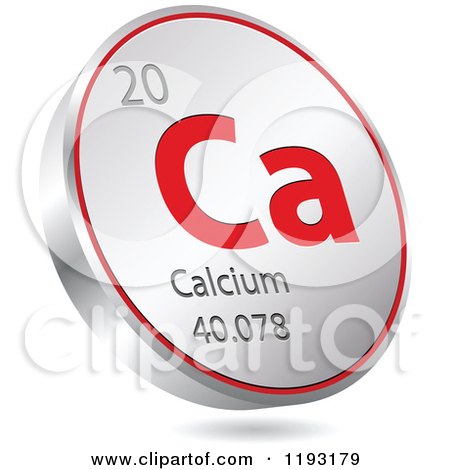 Clipart of a 3d Floating Round Red and Silver Calcium Chemical Element Icon - Royalty Free Vector Illustration by Andrei Marincas