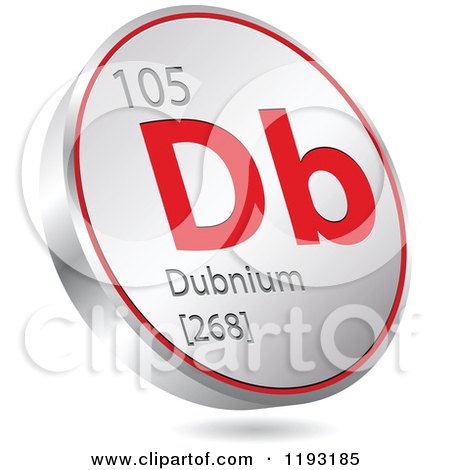 Clipart of a 3d Floating Round Red and Silver Dubnium Chemical Element Icon - Royalty Free Vector Illustration by Andrei Marincas