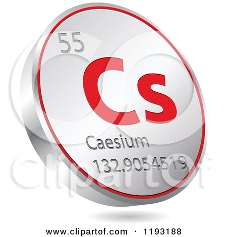 Clipart of a 3d Floating Round Red and Silver Caesium Chemical Element Icon - Royalty Free Vector Illustration by Andrei Marincas