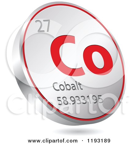 Clipart of a 3d Floating Round Red and Silver Cobalt Chemical Element Icon - Royalty Free Vector Illustration by Andrei Marincas